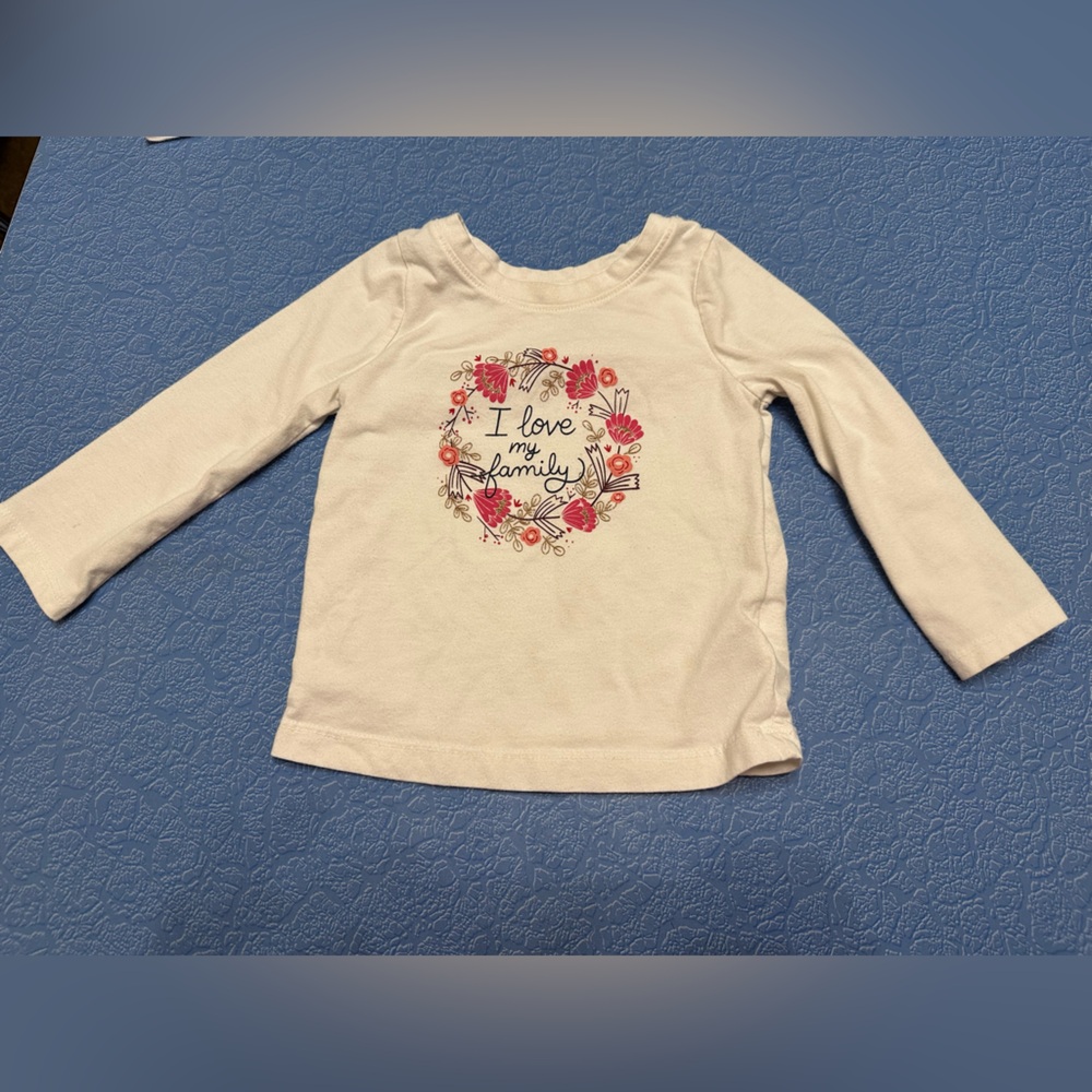 Cat & Jack Cream Long Sleeve Tee with Pink Floral Design